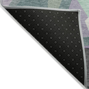 HomeRoots 8' X 10' Geometric Washable Area Rug in Purple, Teal, Blue & Gray – Perfect for Indoor & Outdoor Use! 611967