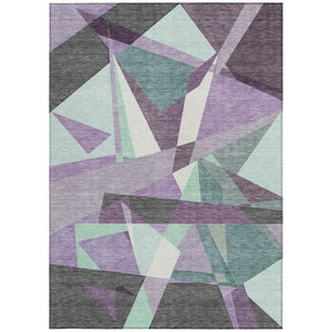 HomeRoots 10' Modern Geometric Washable Area Rug in Purple, Teal, Blue & Gray - Perfect for Indoor & Outdoor Use! 611969