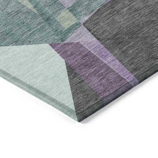 HomeRoots 10' Modern Geometric Washable Area Rug in Purple, Teal, Blue & Gray - Perfect for Indoor & Outdoor Use! 611969