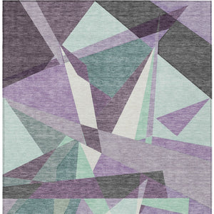 HomeRoots 10' Modern Geometric Washable Area Rug in Purple, Teal, Blue & Gray - Perfect for Indoor & Outdoor Use! 611969