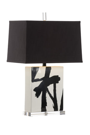 Wildwood Abstract Hand-Painted Composition Lamp With Glazed Ceramic Base, Black Silkette Shade, Gallery-Ready Accent 61197-2