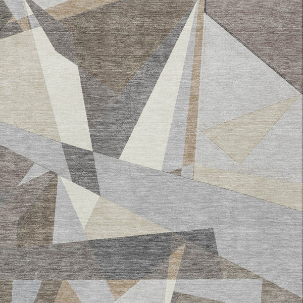 HomeRoots 8' X 10' Geometric Taupe Khaki & Gray Washable Area Rug - Durable, Stylish for Indoor & Outdoor Use 611973
