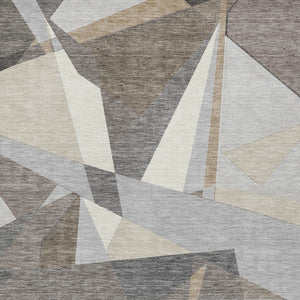 HomeRoots 9' Geometric Taupe Khaki and Gray Area Rug - Washable Indoor/Outdoor, Durable, Stylish Design! 611974