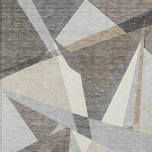 HomeRoots 10' Geometric Taupe Khaki Gray Area Rug - Durable, Washable Indoor/Outdoor Design for High-Traffic Areas 611975