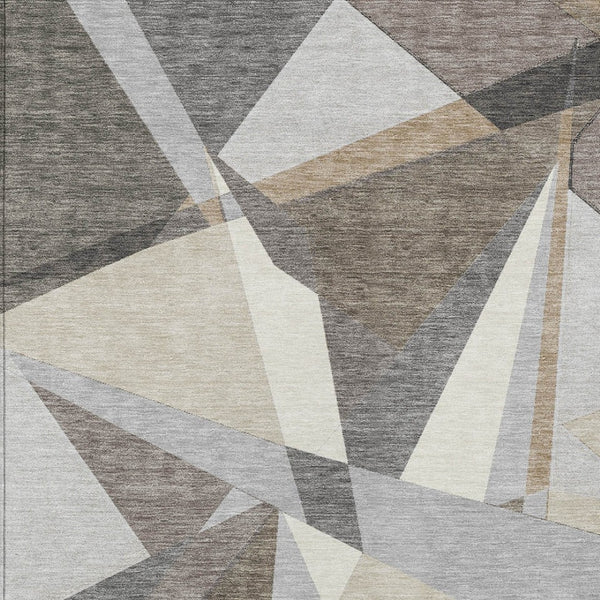 HomeRoots 10' Geometric Taupe Khaki Gray Area Rug - Durable, Washable Indoor/Outdoor Design for High-Traffic Areas 611975