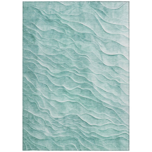 HomeRoots 8' X 10' Aqua & Teal Abstract Washable Area Rug - Stylish, Durable, Perfect for Indoor/Outdoor Spaces! 611979