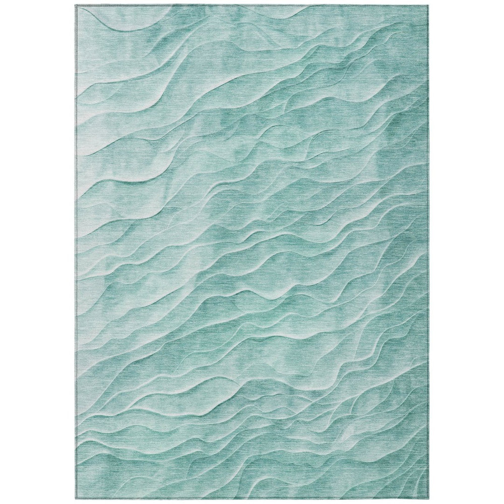 HomeRoots 9' X 12' Aqua & Teal Abstract Area Rug - Durable, Washable for Indoor/Outdoor Use, Soft & Stylish! 611980