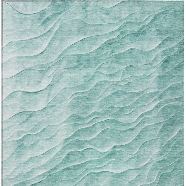 HomeRoots 10' Aqua & Teal Abstract Washable Area Rug - Durable Indoor/Outdoor Design for High-Traffic Spaces 611981