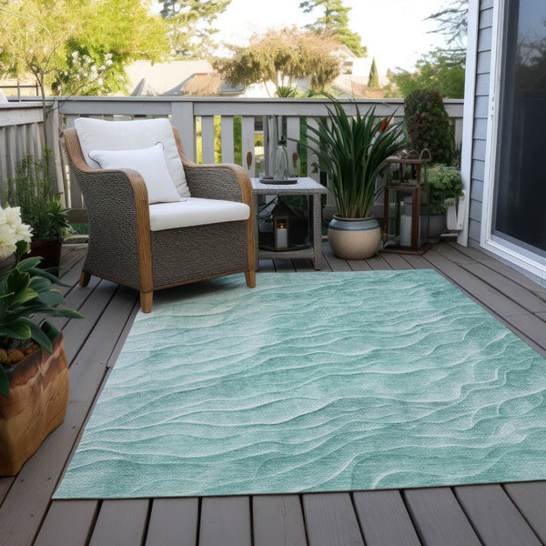 HomeRoots 10' Aqua & Teal Abstract Washable Area Rug - Durable Indoor/Outdoor Design for High-Traffic Spaces 611981