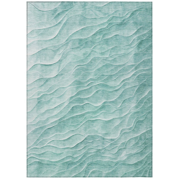 HomeRoots 10' Aqua & Teal Abstract Washable Area Rug - Durable Indoor/Outdoor Design for High-Traffic Spaces 611981