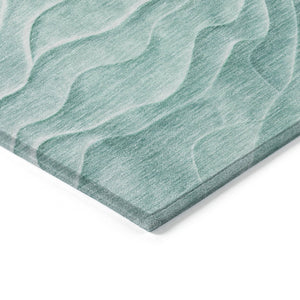 HomeRoots 10' Aqua & Teal Abstract Washable Area Rug - Durable Indoor/Outdoor Design for High-Traffic Spaces 611981