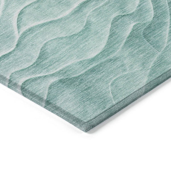 HomeRoots 10' Aqua & Teal Abstract Washable Area Rug - Durable Indoor/Outdoor Design for High-Traffic Spaces 611981