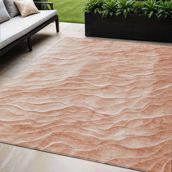 HomeRoots 5' X 8' Coral and Peach Abstract Area Rug - Stylish, Washable, Durable for Indoor & Outdoor Use! 611983