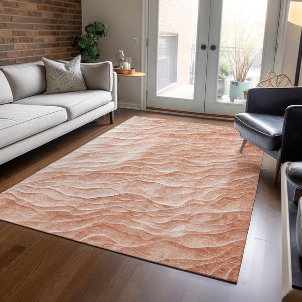 HomeRoots 5' X 8' Coral and Peach Abstract Area Rug - Stylish, Washable, Durable for Indoor & Outdoor Use! 611983