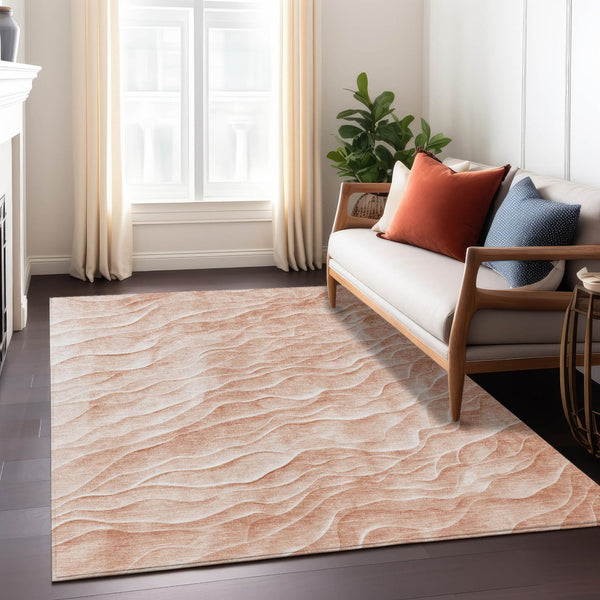 HomeRoots 5' X 8' Coral and Peach Abstract Area Rug - Stylish, Washable, Durable for Indoor & Outdoor Use! 611983