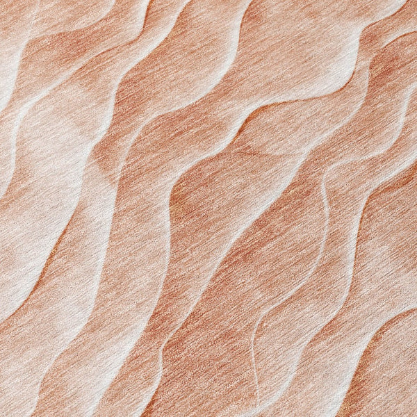 HomeRoots 8' Coral and Peach Round Abstract Area Rug - Washable, Durable, Stylish for Indoor & Outdoor Spaces 611984