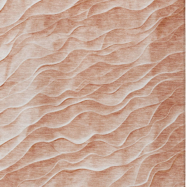 HomeRoots 9' X 12' Coral & Peach Abstract Washable Area Rug - Stylish, Durable, Indoor/Outdoor Comfort & Care 611986