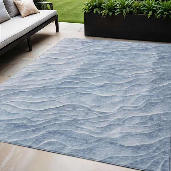 HomeRoots 5' Denim Blue Abstract Washable Indoor/Outdoor Area Rug - Stylish, Durable & Easy-Care Design 611989
