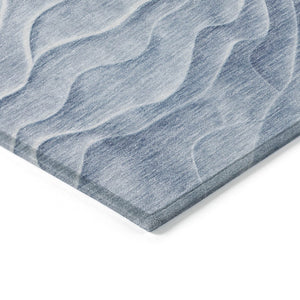 HomeRoots 8' Denim Blue Round Abstract Area Rug - Stylish, Washable & Durable for Indoor/Outdoor Use, Pet-Friendly 611990