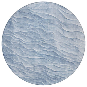 HomeRoots 8' Denim Blue Round Abstract Area Rug - Stylish, Washable & Durable for Indoor/Outdoor Use, Pet-Friendly 611990