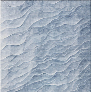 HomeRoots 8' Denim Blue Abstract Washable Area Rug - Stylish, Durable, Indoor/Outdoor Versatile Carpet for Homes 611991