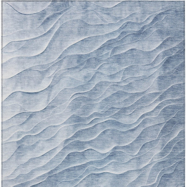 HomeRoots 8' Denim Blue Abstract Washable Area Rug - Stylish, Durable, Indoor/Outdoor Versatile Carpet for Homes 611991