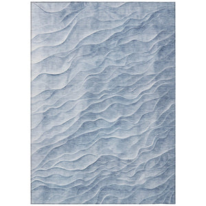 HomeRoots 8' Denim Blue Abstract Washable Area Rug - Stylish, Durable, Indoor/Outdoor Versatile Carpet for Homes 611991