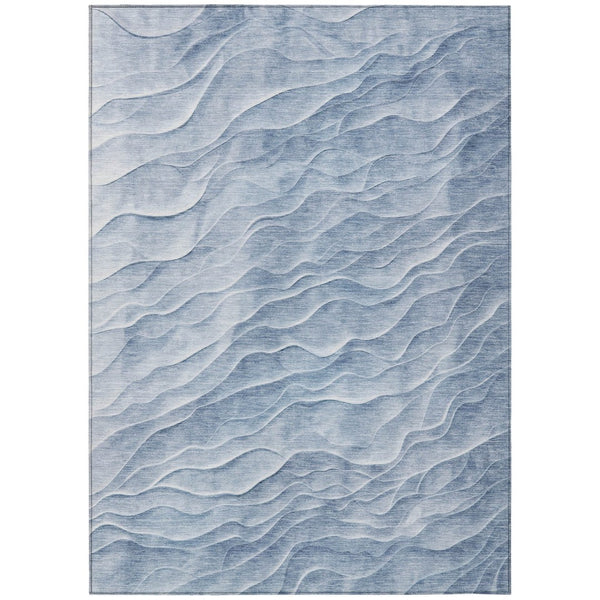 HomeRoots 8' Denim Blue Abstract Washable Area Rug - Stylish, Durable, Indoor/Outdoor Versatile Carpet for Homes 611991