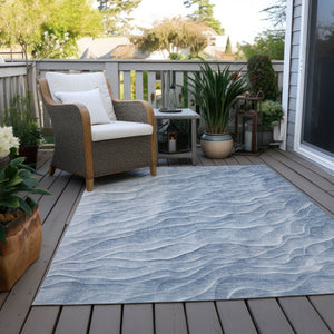 HomeRoots 10' Denim Blue Abstract Washable Area Rug - Durable, Stylish, Indoor/Outdoor, Stain-Resistant Design 611993