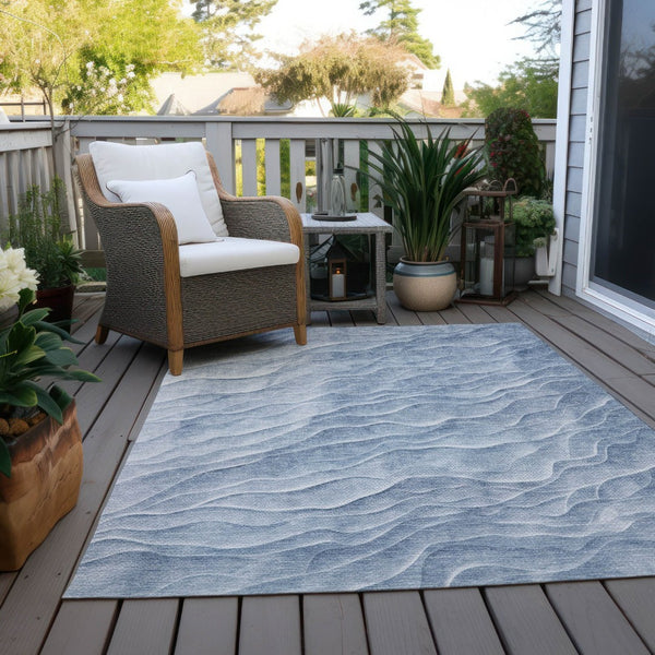 HomeRoots 10' Denim Blue Abstract Washable Area Rug - Durable, Stylish, Indoor/Outdoor, Stain-Resistant Design 611993