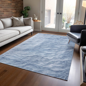 HomeRoots 10' Denim Blue Abstract Washable Area Rug - Durable, Stylish, Indoor/Outdoor, Stain-Resistant Design 611993