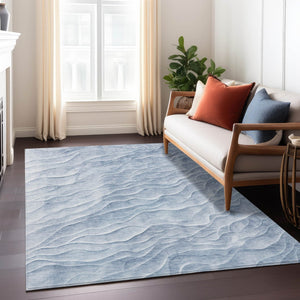 HomeRoots 10' Denim Blue Abstract Washable Area Rug - Durable, Stylish, Indoor/Outdoor, Stain-Resistant Design 611993