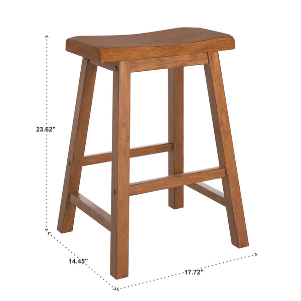 Cosimo Solid Rubberwood Saddleback Counter Stools Set of Two for Kitchen Islands