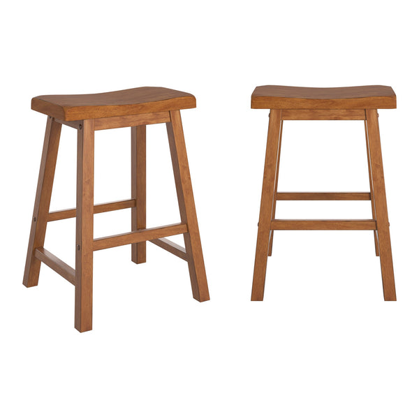Cosimo Solid Rubberwood Saddleback Counter Stools Set of Two for Kitchen Islands