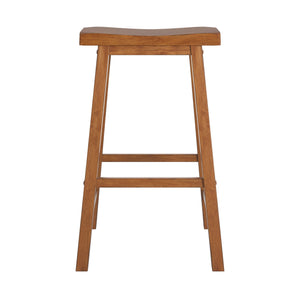 Cosimo Solid Rubberwood Bar Stools Set of 2 with Saddleback Seat Distressed Finish
