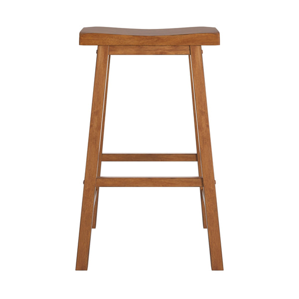 Cosimo Solid Rubberwood Bar Stools Set of 2 with Saddleback Seat Distressed Finish