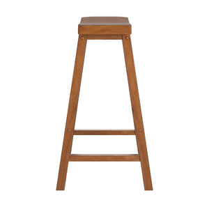 Cosimo Solid Rubberwood Bar Stools Set of 2 with Saddleback Seat Distressed Finish