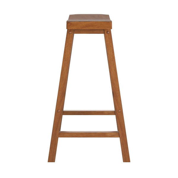 Cosimo Solid Rubberwood Bar Stools Set of 2 with Saddleback Seat Distressed Finish