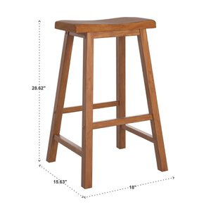 Cosimo Solid Rubberwood Bar Stools Set of 2 with Saddleback Seat Distressed Finish