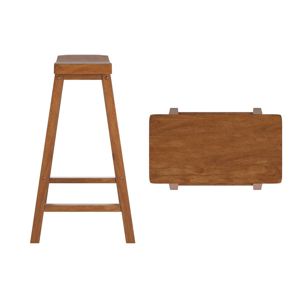 Cosimo Solid Rubberwood Bar Stools Set of 2 with Saddleback Seat Distressed Finish