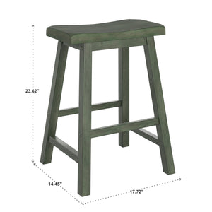 Cosimo Solid Rubberwood Saddleback Counter Stools Set of Two for Kitchen Islands