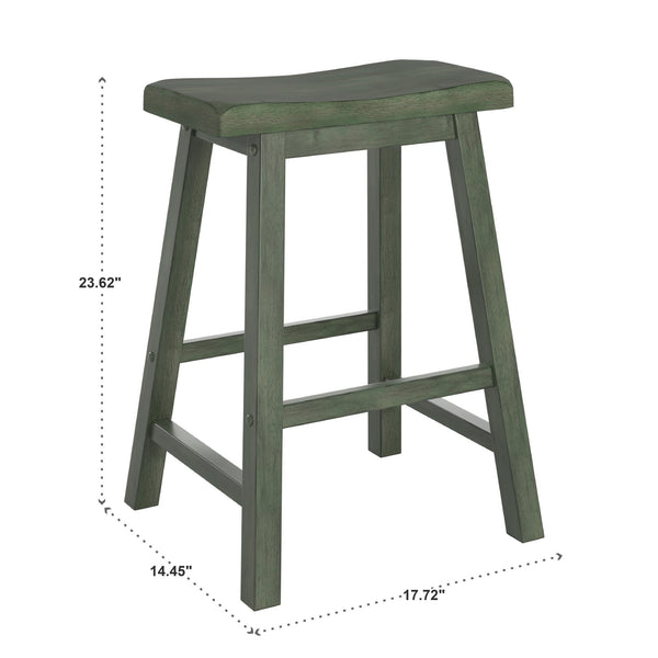 Cosimo Solid Rubberwood Saddleback Counter Stools Set of Two for Kitchen Islands