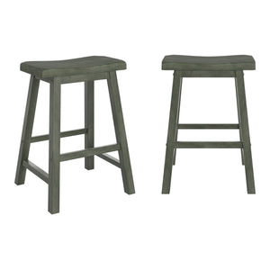 Cosimo Solid Rubberwood Saddleback Counter Stools Set of Two for Kitchen Islands