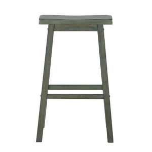 Cosimo Solid Rubberwood Bar Stools Set of 2 with Saddleback Seat Distressed Finish