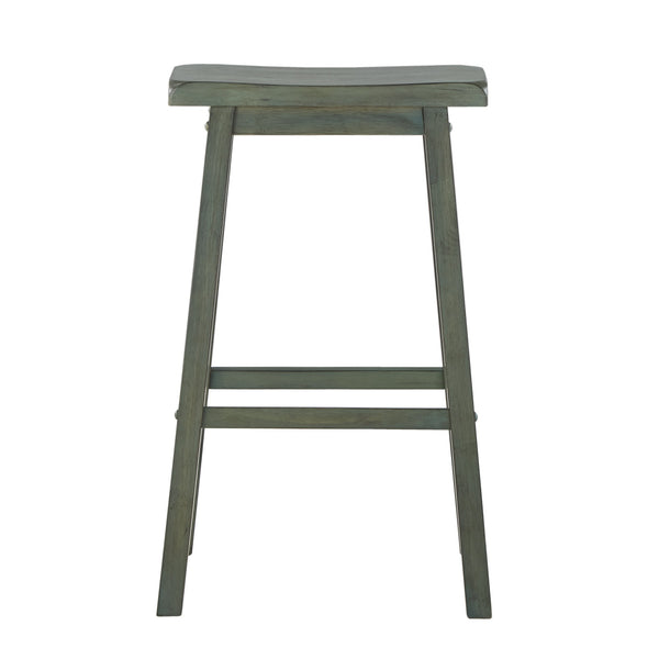 Cosimo Solid Rubberwood Bar Stools Set of 2 with Saddleback Seat Distressed Finish