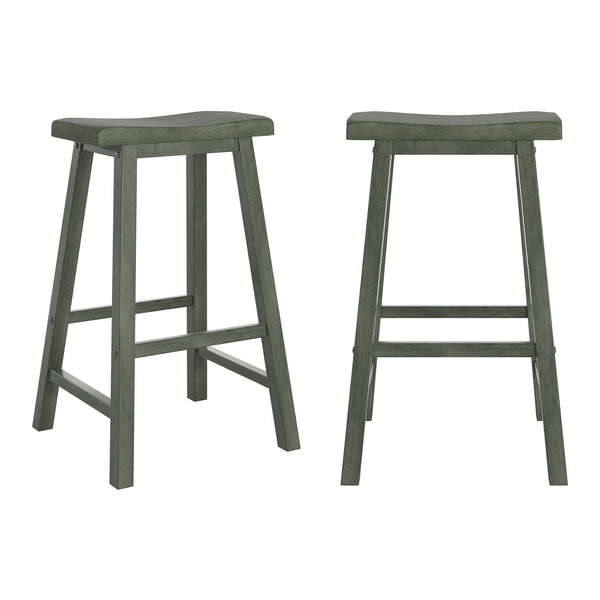 Cosimo Solid Rubberwood Bar Stools Set of 2 with Saddleback Seat Distressed Finish
