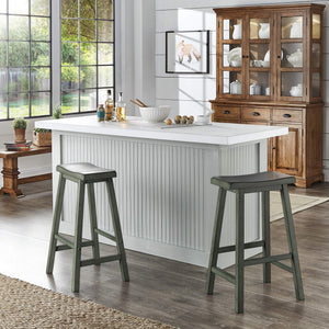 Cosimo Solid Rubberwood Bar Stools Set of 2 with Saddleback Seat Distressed Finish