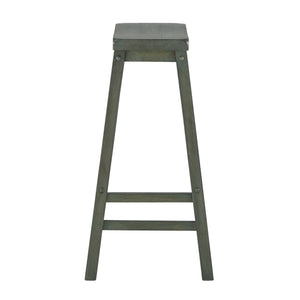 Cosimo Solid Rubberwood Bar Stools Set of 2 with Saddleback Seat Distressed Finish
