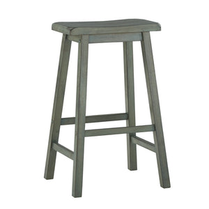 Cosimo Solid Rubberwood Bar Stools Set of 2 with Saddleback Seat Distressed Finish
