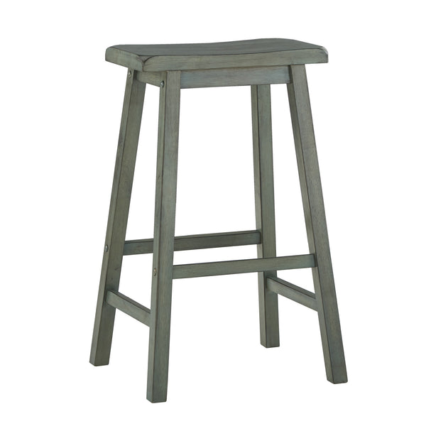 Cosimo Solid Rubberwood Bar Stools Set of 2 with Saddleback Seat Distressed Finish